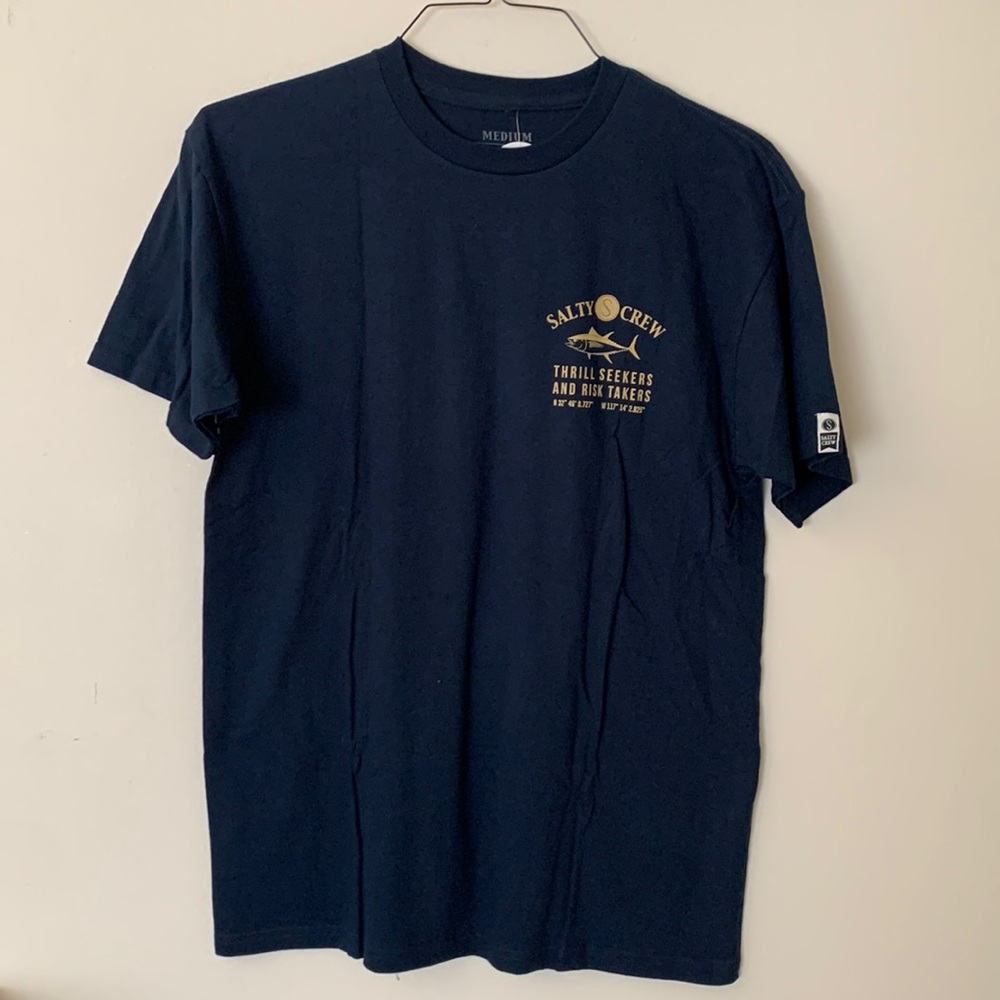 Salty Crew Dark Blue Tee with Gold Accents